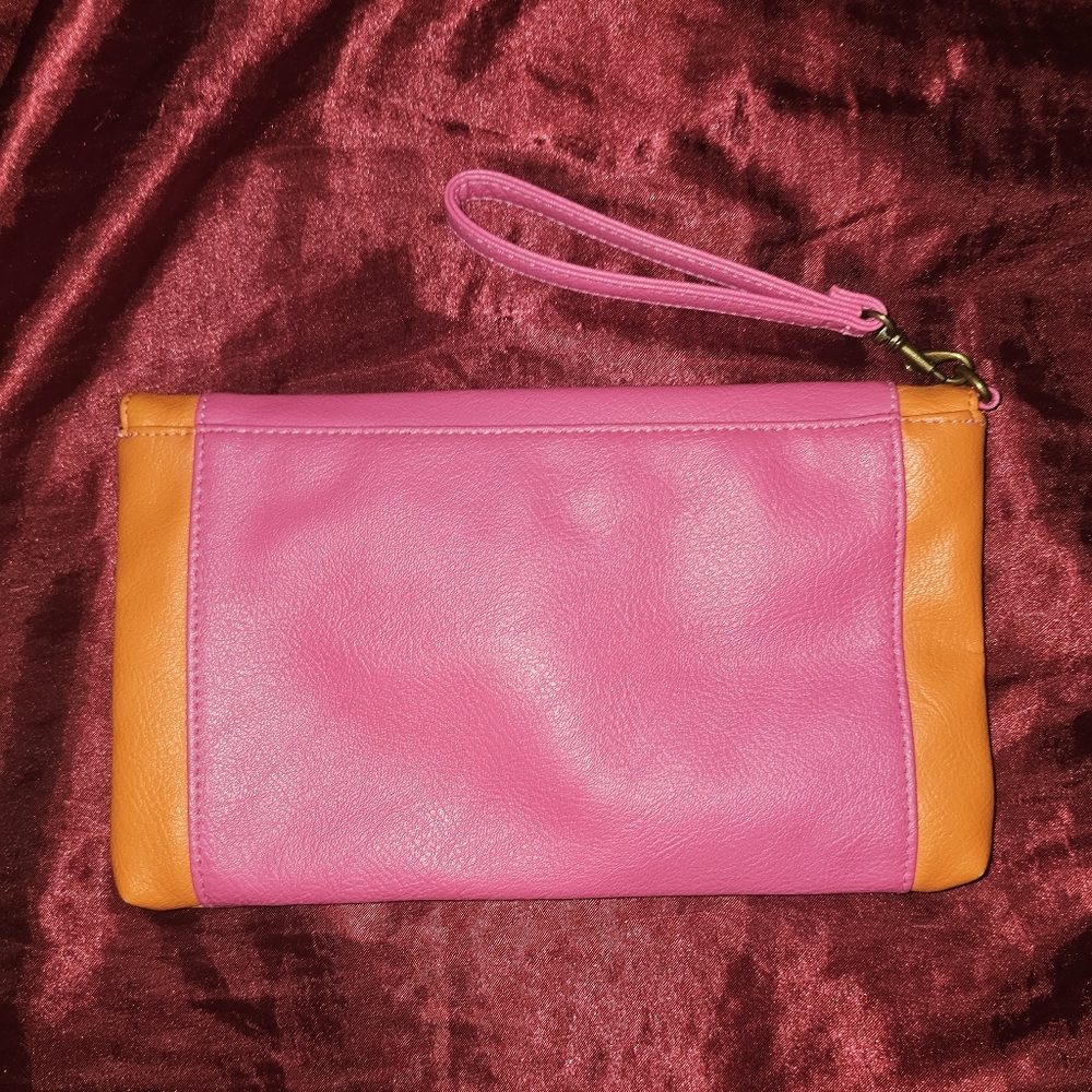 Pink/Orange Envelope Wristlet Bag. - Picture 3 of 5